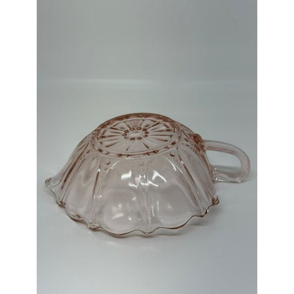 VTG Anchor Hocking Pink DEPRESSION Glass HEART Shaped Bowl Oyster Pearl Pattern - Picture 4 of 6